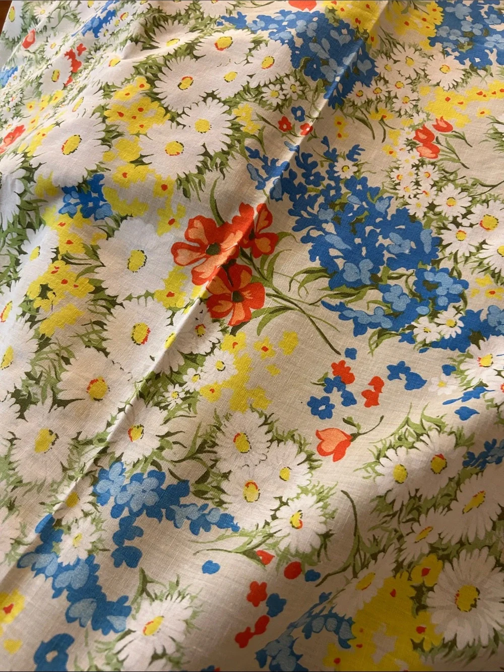 Vintage Mid Century Floral Square Tablecloth